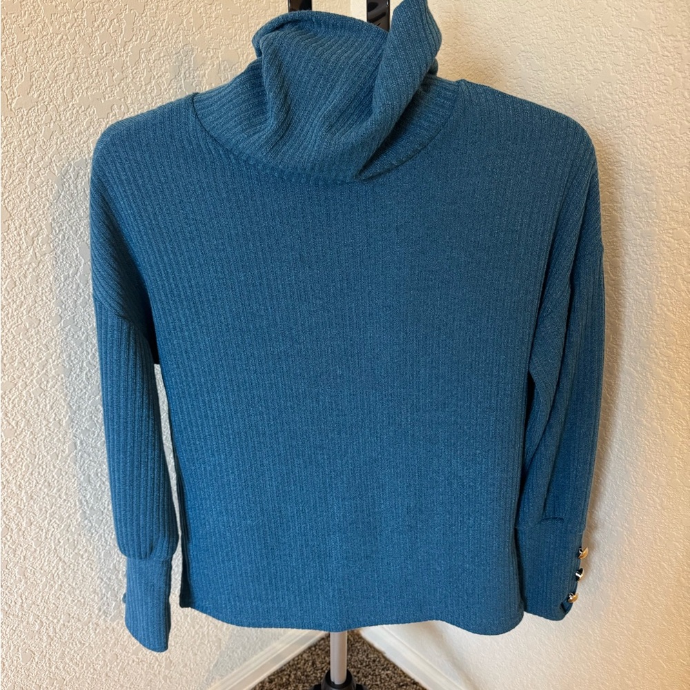 Preowned Women's Blue Turtleneck Sweater Size L Item #PHK7128